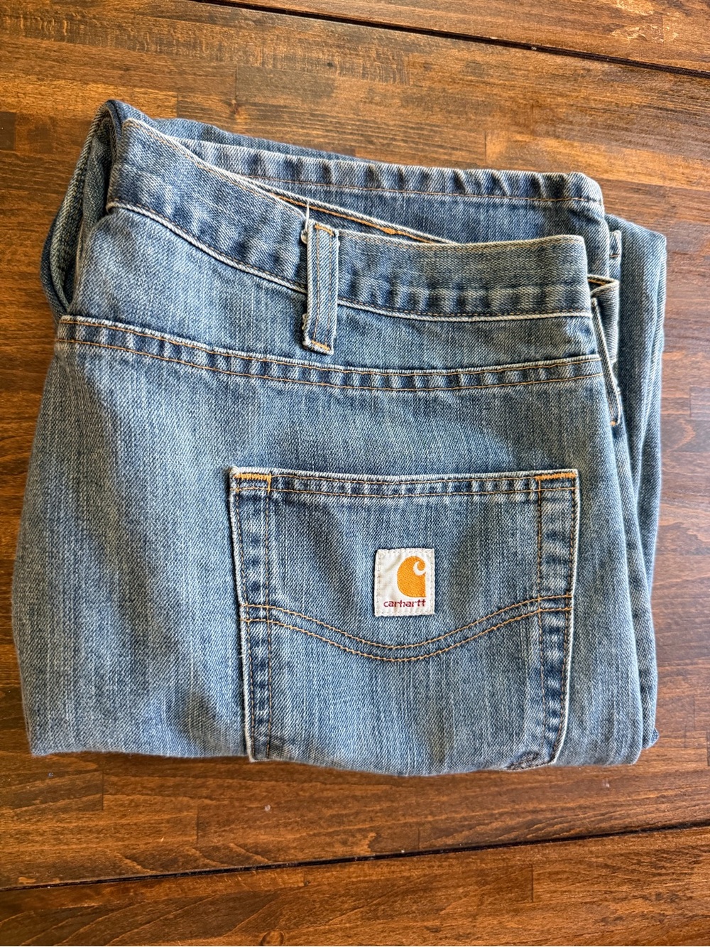 Carhartt Jeans Mens 42x32 Blue Holter Relaxed Fit Distressed Workwear 101483-980